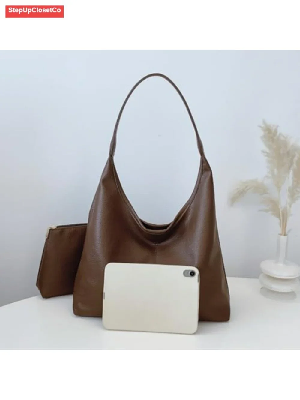 Medium Slouchy Hobo Bag Vegan Leather Shoulder Tote Purse